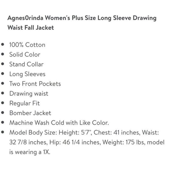 Agnes Orinda Women's Plus Size Jacket Lightweight Anorak Drawstring Utility 3X - Picture 7 of 12